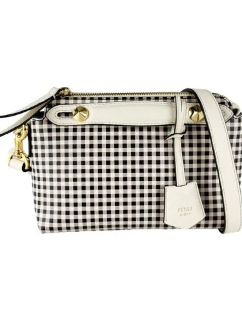 Auth FENDI By The Way Mini Handbag Shoulder Bag Off White/Black/Gray - z10745
